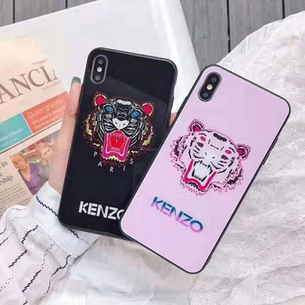 KENZO/ケンゾーペアお揃い アイフォン12/12 mini/12 pro/12 pro maxケースガラス 虎頭柄   iphone 11/xs/x/8/7ケースiphone xr/xs max/11proケースブランドモノグラム iphone12/11pro maxケース ブランド