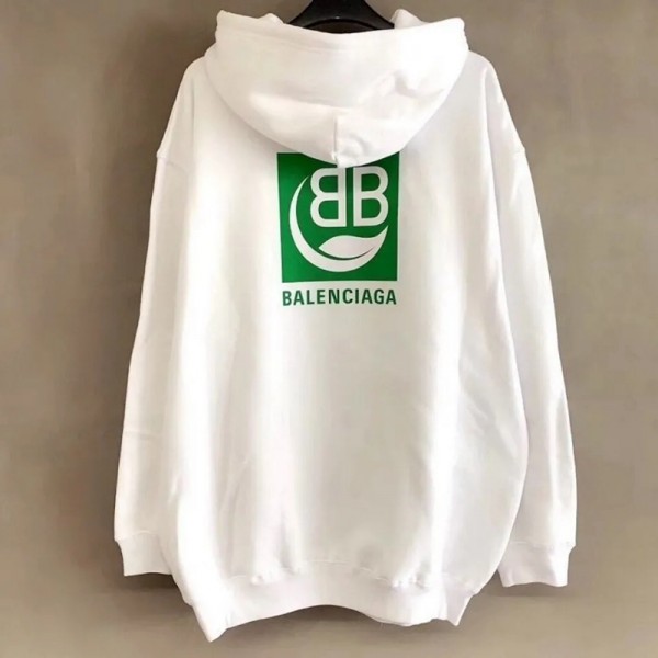 バレンシアガ パーカーレディースメンズファッション高品質プルオーバー スウェット BALENCIAGA ロゴ スウェット パーカー ホワイトブラックウェア 部屋着ブランド