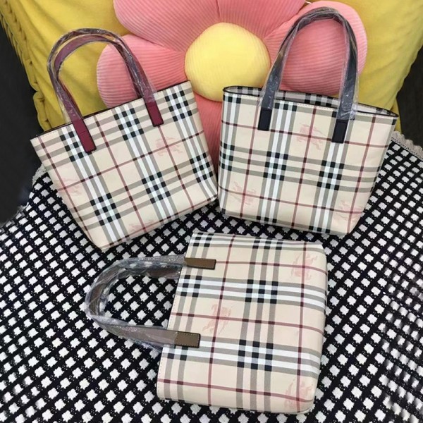 バーバリーブランドトートバッグレディース おしゃれ 収納 手提げバッグ ハンドバッグ便利 シンプル BURBERRY チェック柄バッグカバン