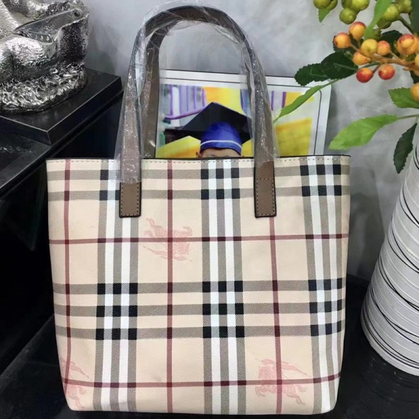 バーバリーブランドトートバッグレディース おしゃれ 収納 手提げバッグ ハンドバッグ便利 シンプル BURBERRY チェック柄バッグカバン