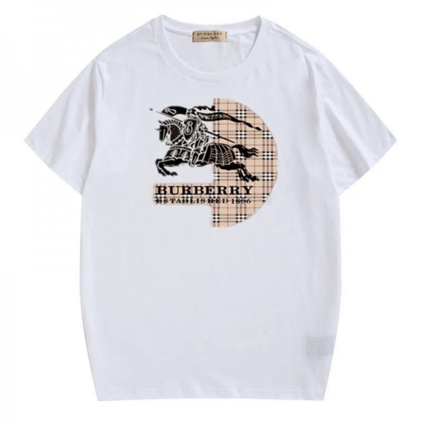 バーバリーハイブランド Tシャツ 高品質コットン半袖 tシャツBurberry 経典ロゴファッション潮流 丸首 tシャツ上着 男女カップル トップス