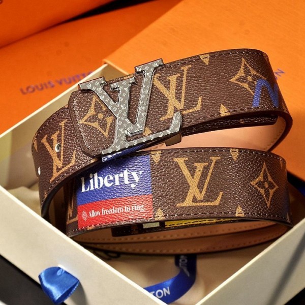 ヴィトンブランドベルトおしゃれシンプル LV 定番プリント 碁盤縞