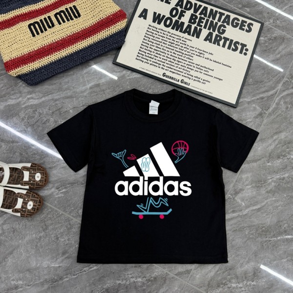 Adidas アディダスブランドキッズ半袖tシャツ ブランドペア揃いtシャツ 90¬160cm S¬3XL メンズ Tシャツ カットソー ペアカップル 20代 30代40代 子供服 tシャツ 激安パロディ