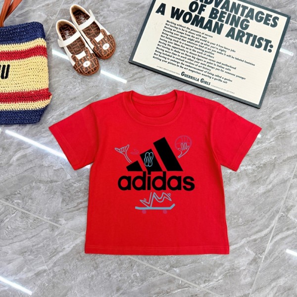 Adidas アディダスブランドキッズ半袖tシャツ ブランドペア揃いtシャツ 90¬160cm S¬3XL メンズ Tシャツ カットソー ペアカップル 20代 30代40代 子供服 tシャツ 激安パロディ