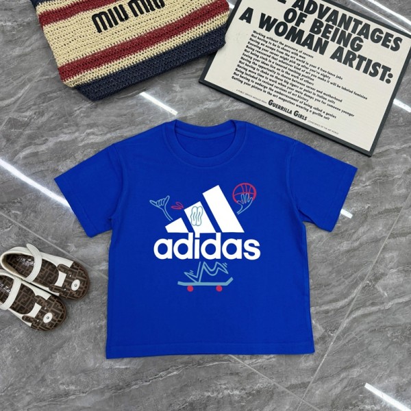 Adidas アディダスブランドキッズ半袖tシャツ ブランドペア揃いtシャツ 90¬160cm S¬3XL メンズ Tシャツ カットソー ペアカップル 20代 30代40代 子供服 tシャツ 激安パロディ
