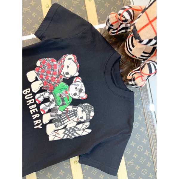 Burberry バーバリーブランドペアルックtシャツカットソー コピー子供tシャツハイブランド ペア揃い ハイブランド半袖tシャツ男女兼用大人の上質Tシャツ 90¬160cm S¬3XL