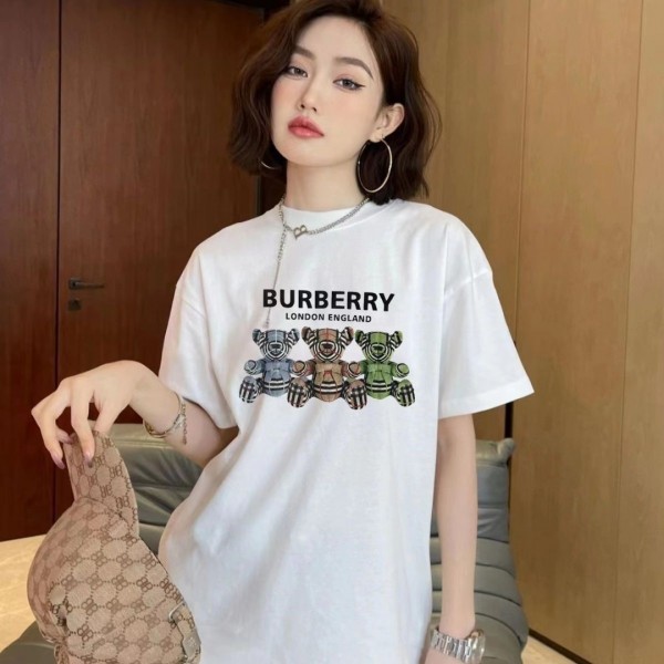 Burberry バーバリーハイブランド親子ペアルック t シャツ おしゃれ おそろい 服 カジュアル 女性 ゆったり トラベル トップス かわいい 半袖 親子服 親子ペア ｔシャツ 大きいサイズ 大人 S M L XL 2XL 3XL 子供 90 100 110 120 130 140 150 160