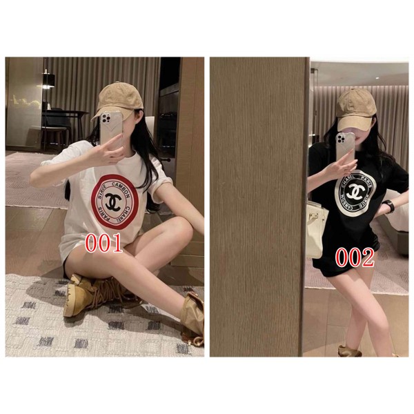 Chanel シャネルブランド親子 ペアルック  90¬160CM トレーナー Tシャツ 女の子 半袖 カットソー ップス 夏 メンズ レディース コットンTシャツ 子供服 上着 綿 カップル プレゼント S¬3XL
