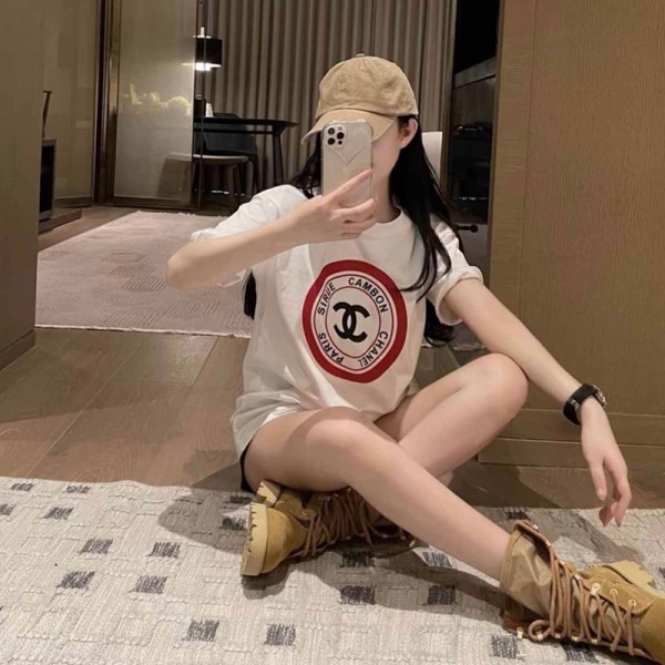 Chanel シャネルブランド親子 ペアルック  90¬160CM トレーナー Tシャツ 女の子 半袖 カットソー ップス 夏 メンズ レディース コットンTシャツ 子供服 上着 綿 カップル プレゼント S¬3XL