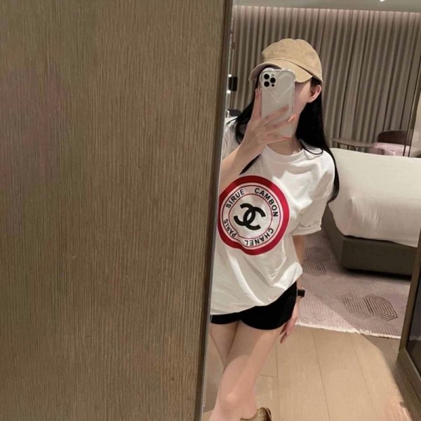 Chanel シャネルブランド親子 ペアルック  90¬160CM トレーナー Tシャツ 女の子 半袖 カットソー ップス 夏 メンズ レディース コットンTシャツ 子供服 上着 綿 カップル プレゼント S¬3XL