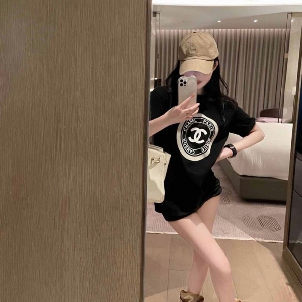 Chanel シャネルブランド親子 ペアルック  90¬160CM トレーナー Tシャツ 女の子 半袖 カットソー ップス 夏 メンズ レディース コットンTシャツ 子供服 上着 綿 カップル プレゼント S¬3XL