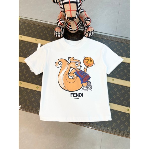Fendi フェンディブランド子供tシャツ カットソー コピー 夏 メンズ tシャツ ブランド かわいい ペア揃いTシャツ カットソー S¬3XL ペアカップル 大人の上質Tシャツ 親子ｔシャツ90¬160cm
