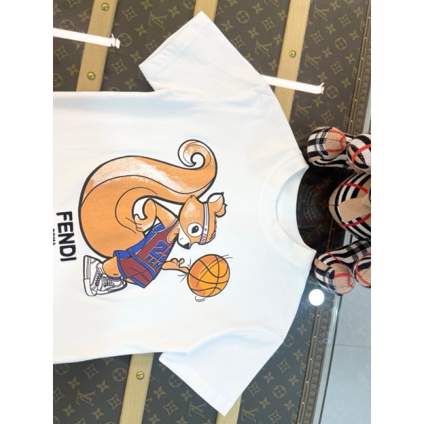 Fendi フェンディブランド子供tシャツ カットソー コピー 夏 メンズ tシャツ ブランド かわいい ペア揃いTシャツ カットソー S¬3XL ペアカップル 大人の上質Tシャツ 親子ｔシャツ90¬160cm