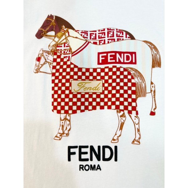 Fendi フェンディブランドペア揃いtシャツカットソー コピーブランド親子tシャツオーバーサイズ子供Tシャツカットソーペアカップル大人の上質Tシャツ上着トップス90¬160cm 