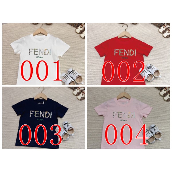ハイブランドFendi フェンディ子供tシャツ夏 ブランド半袖tシャツ ハイブランドtシャツ 偽物 レディースメンズ ブランドペアルック tシャツ高品質