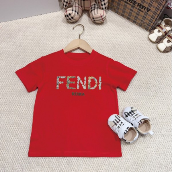 ハイブランドFendi フェンディ子供tシャツ夏 ブランド半袖tシャツ ハイブランドtシャツ 偽物 レディースメンズ ブランドペアルック tシャツ高品質