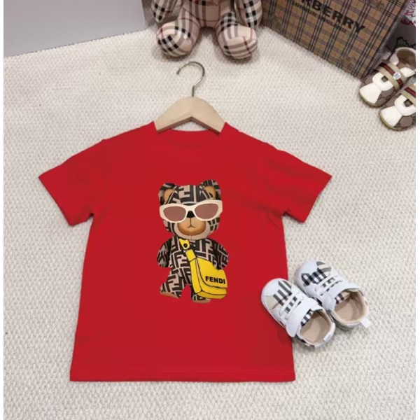 Fendi フェンディハイブランドキッズtシャツ偽物レディースメンズブランドペアルックtシャツオーバーサイズ夏tシャツブランドかわいい大人の上質Tシャツ