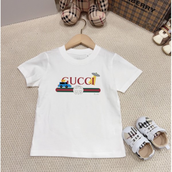 Gucci グッチ夏ペア揃い tシャツ ブランドかわいい メンズ 韓国 tシャツ 大人の上質 キッズ半袖Tシャツ 子供tシャツ 90¬160CM ユニセック上着トップス ブランド 高品質S¬3XL