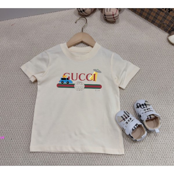 Gucci グッチ夏ペア揃い tシャツ ブランドかわいい メンズ 韓国 tシャツ 大人の上質 キッズ半袖Tシャツ 子供tシャツ 90¬160CM ユニセック上着トップス ブランド 高品質S¬3XL