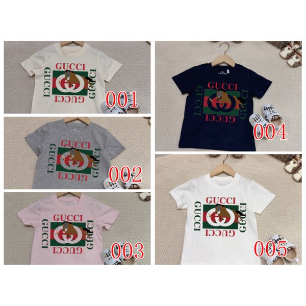Gucci グッチブランド半袖tシャツ 親子T-shirt 親子ペアルック tシャツ 親子 夏服 上下セット ママ パパ 男の子 女の子 キッズ tシャツ 子ども服 家族 出産祝い プレゼント