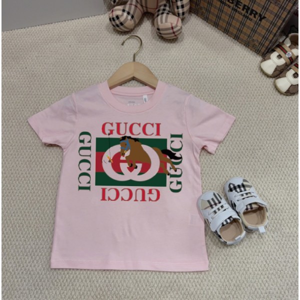 Gucci グッチブランド半袖tシャツ 親子T-shirt 親子ペアルック tシャツ 親子 夏服 上下セット ママ パパ 男の子 女の子 キッズ tシャツ 子ども服 家族 出産祝い プレゼント