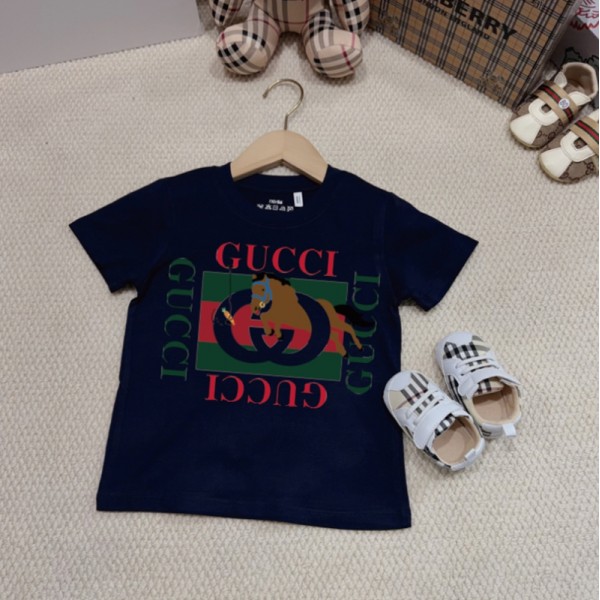 Gucci グッチブランド半袖tシャツ 親子T-shirt 親子ペアルック tシャツ 親子 夏服 上下セット ママ パパ 男の子 女の子 キッズ tシャツ 子ども服 家族 出産祝い プレゼント