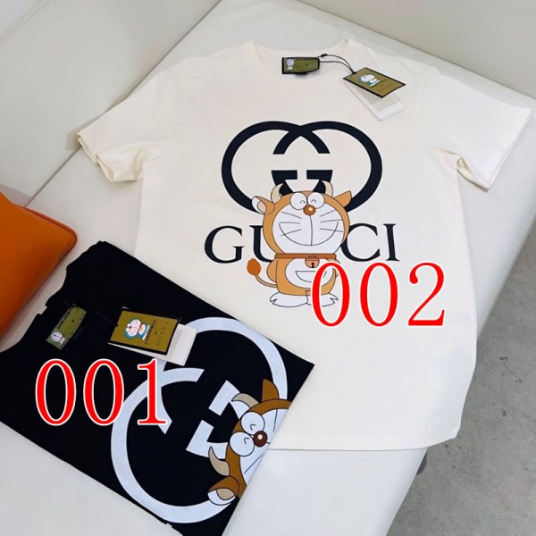 Gucci グッチブランドペア揃いtシャツ カットソー コピー ブランド黒白tシャツ オーバーサイズ 夏tシャツ ブランド かわいい 大人の上質Tシャツ かわいい 