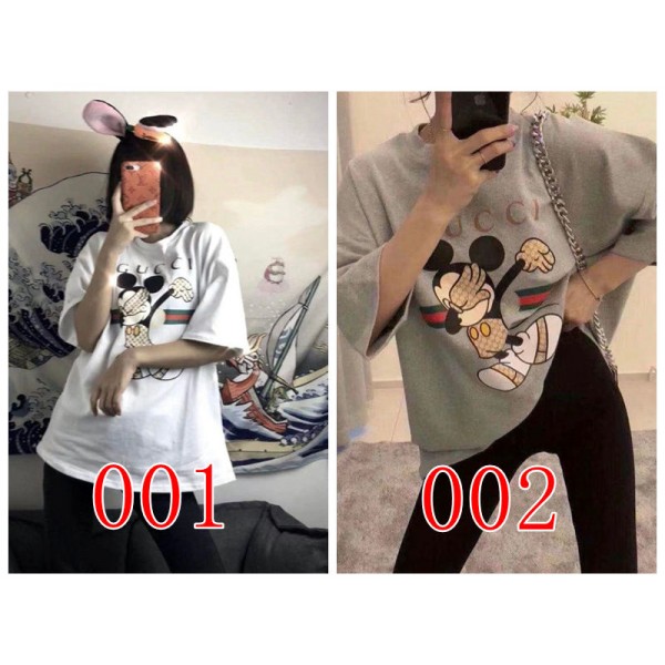 Gucci グッチブランド 親子ペアルック tシャツ 親子 夏服 コーデ 夏 ミッキマウス柄 半袖 親子 T-shirt 家族 お揃い tシャツ ママ パパ 男の子 女の子 キッズ tシャツ 子ども服 親子ペアルック 出産祝い 記念日 プレゼント 可愛い