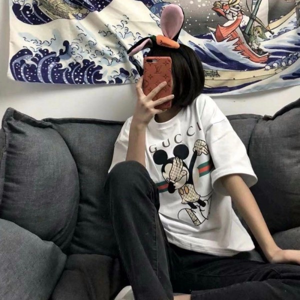 Gucci グッチブランド 親子ペアルック tシャツ 親子 夏服 コーデ 夏 ミッキマウス柄 半袖 親子 T-shirt 家族 お揃い tシャツ ママ パパ 男の子 女の子 キッズ tシャツ 子ども服 親子ペアルック 出産祝い 記念日 プレゼント 可愛い