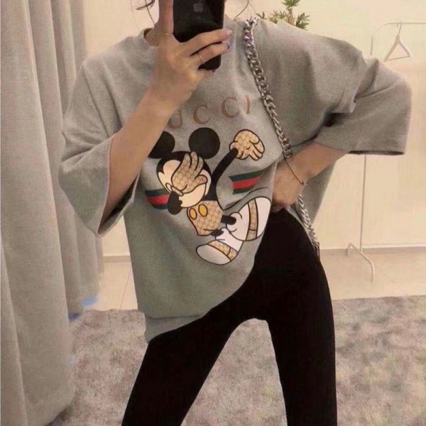 Gucci グッチブランド 親子ペアルック tシャツ 親子 夏服 コーデ 夏 ミッキマウス柄 半袖 親子 T-shirt 家族 お揃い tシャツ ママ パパ 男の子 女の子 キッズ tシャツ 子ども服 親子ペアルック 出産祝い 記念日 プレゼント 可愛い