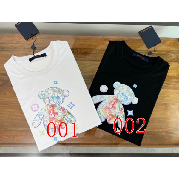 Lv ルイヴィトンブランド子供tシャツカットソー コピー ペア揃いtシャツ 夏tシャツ ブランドかわいい メンズTシャツ カットソー ペアカップルtシャツ 上質