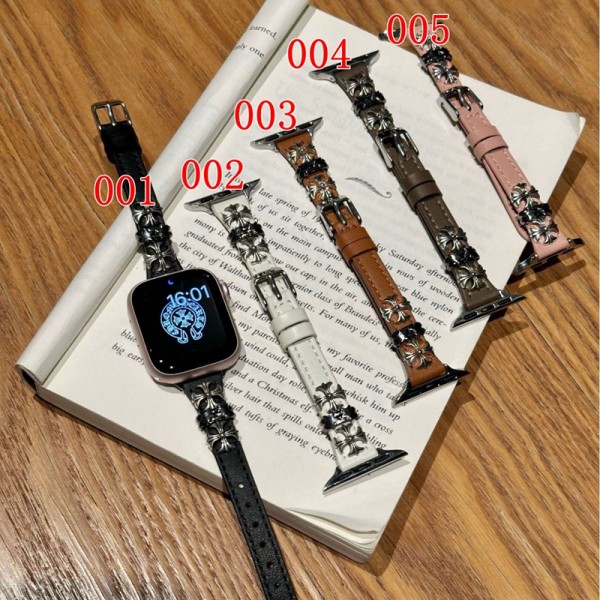クロムハーツ Chrome Heartsブランド Apple Watch 12 ultra4 11 ultra3 10 9 ultra2 バンド 華奢革 交換バンド アップルウォッチ12 ultra 4 11 10 ultra3 se3 49mmブランドベルト高級感 Apple Watch 12 ultra 4 11 se3 10 9 8 7 se2/6/5/4/3/2/1ベルト 軽量 フィット 通気性ブランドiwatch 12 11 7 8 9 10 バンド 丈夫
