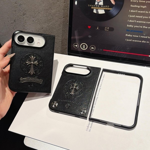 クロムハーツ Chrome Hearts高級感galaxy z fold 8 ultra 7 6 5 4 3ケースハイブランドアイフォン Duoスマホケース男女兼用大人っぽい iPhone Duo 折りたたみブランドスマホカバーブランド落下保護galaxy z flip3 4 5 6 78 ultra携帯カバーレディース