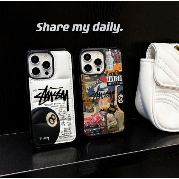 Stussy ステューシーiphone 18 pro max 18 pro 17 air 16pro 15 plus 15 14 pro max ケース ハイブランド キルティング 20代 ナイロン スマホケースストラップ ブランド携帯カバー iphone 18 18 pro max ケース お洒落