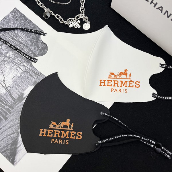 エルメス 洗えるマスクハイブランド Hermes ホワイト ブラック 高品質 繰り返しマスク 夏用 接触冷感 快適 フェイスマスク 紫外線カット ウィルス対策マスク