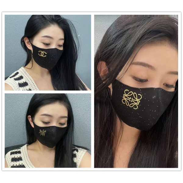 シャネルブランドマスク ブラック 高品質 ディオール 布マスクロエベ 調整可能 抗菌 防臭 洗えるマスク 小顔効果 通気性がよい 繰り返しマスク
