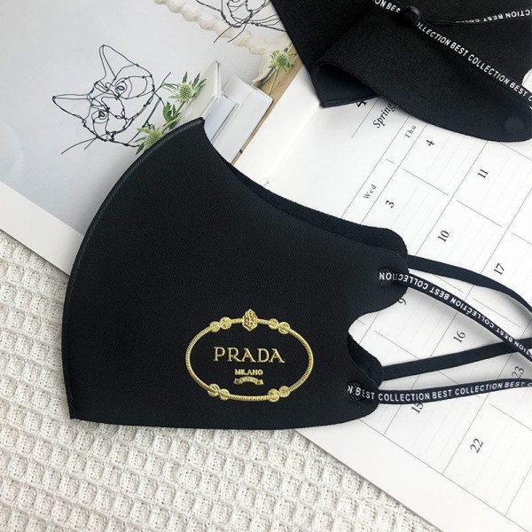 プラダハイブランド繰り返しマスクブラック3d立体フェイスマスクPrada 精緻なロゴ 高品質 洗えるマスク夏 通気性がよい 蒸し暑くないマスク抗菌 防塵 コロナ対策マスク