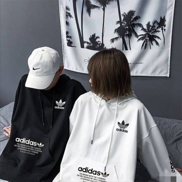 ハイブランドパーカーアディダス フード付きドロップショルダー スウェット Adidas 秋冬 裏起毛 裏起毛なし プルオーバー 上着 レディースメンズ カジュアル トレーナー