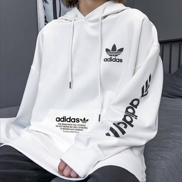 ハイブランドパーカーアディダス フード付きドロップショルダー スウェット Adidas 秋冬 裏起毛 裏起毛なし プルオーバー 上着 レディースメンズ カジュアル トレーナー