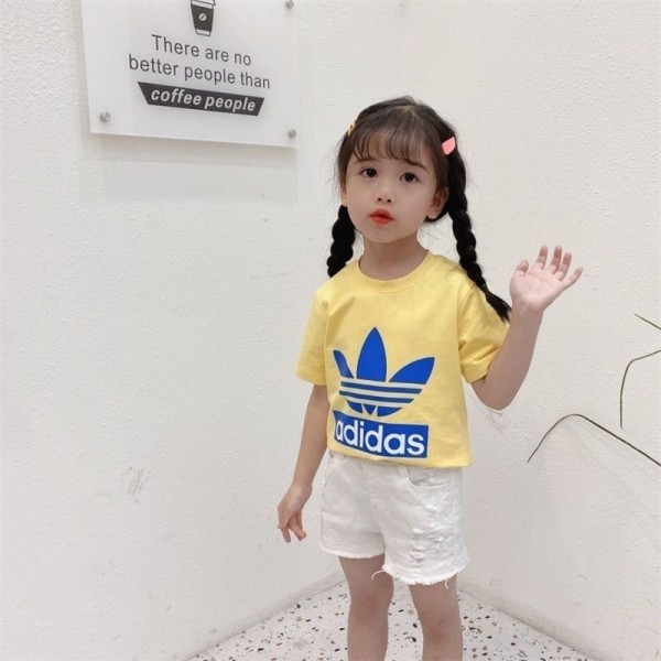 アディダス 子供服 キッズtシャツハイブランドAdidas ファッション 潮流 tシャツ ガールズ ボーイ 学生 半袖シャツ 夏