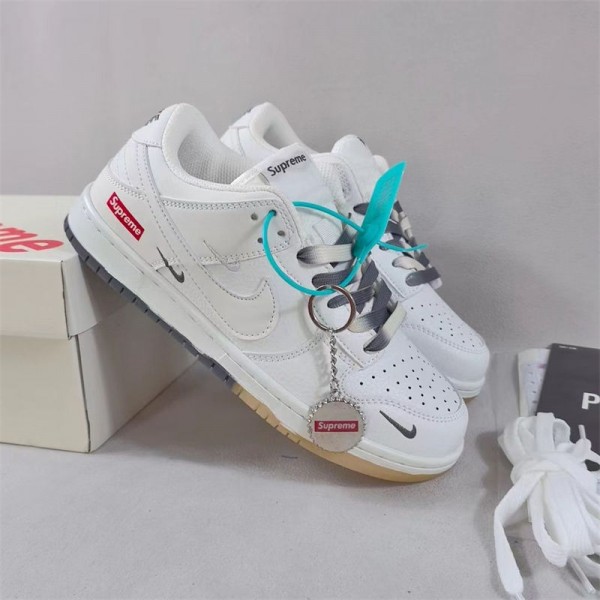 Supreme＆ナイキ スニーカー流行り シュプリームコラボNike スポーツジューズ人気ファッションウォーキングシューズ レディースメンズ向け 履きやすいブランド カジュアルシューズ 軽量 おしゃれ 230¬270cm 