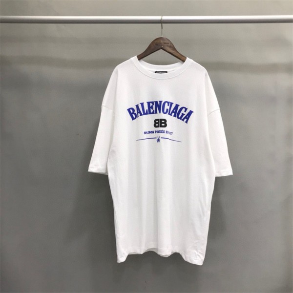 バレンシアガ ハイブランドtシャツファッション潮流 半袖 tシャツ上着 レディースメンズ カジュアル ゆったり 丸首 tシャツ 夏 着心地抜群 tシャツ トップス