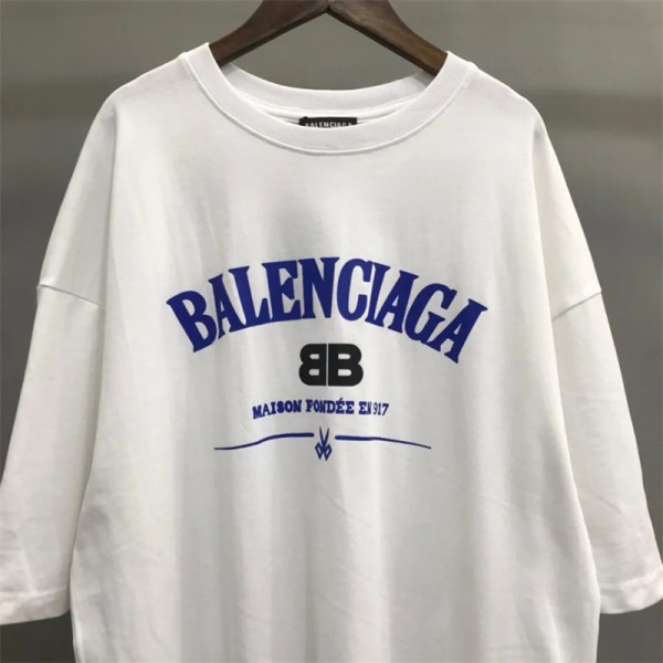 バレンシアガ ハイブランドtシャツファッション潮流 半袖 tシャツ上着 レディースメンズ カジュアル ゆったり 丸首 tシャツ 夏 着心地抜群 tシャツ トップス