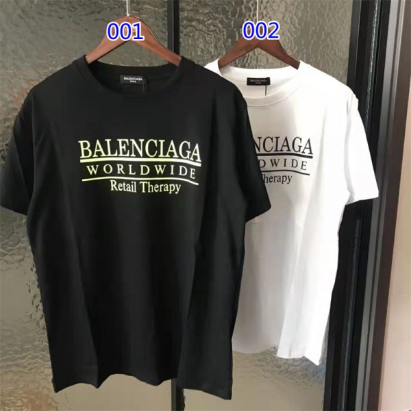 バレンシアガ tシャツハイブランド シンプル 高品質 半袖 tシャツ ホワイトブラックコットン 肌に優しい tシャツ 上着 ドロップショルダー 男女兼用 tシャツ