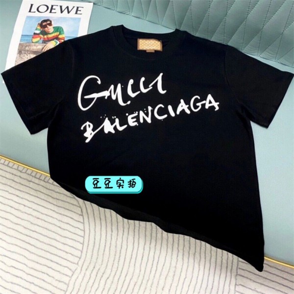 バレンシアガ tシャツ ハイブランドGucci 簡約 潮流 半袖 tシャツ 上着 高品質 コットン 肌に優しい tシャツ トップス カジュアル ゆったり tシャツ 夏