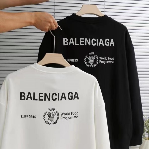 バレンシアガ パーカー ハイブランド Balenciaga 春秋冬 オーバーサイズ カジュアル プルオーバー丸首 長袖 ムギの穂プリント 薄手 厚手トレーナー 上着