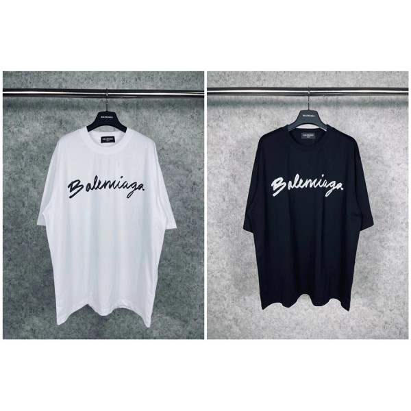 バレンシアガブランドtシャツレディースメンズ 半袖 tシャツBalenciagaドロップショルダー ゆったり tシャツ トップス 夏 カップルオススメ