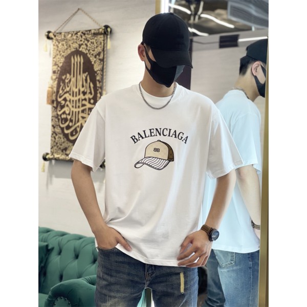 バレンシアガ tシャツハイブランドBalenciagaドロップショルダー カジュアル tシャツ コットン 快適 男女兼用 tシャツ 夏服 普段着