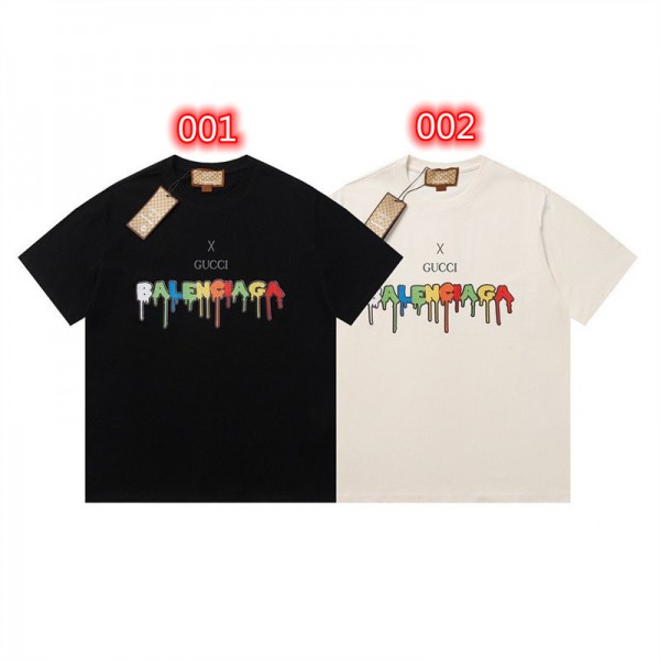 Balenciaga バレンシアガ＆グッチブランド半袖tシャツブランドtシャツオーバーサイズ韓国 パチモン 流行り tシャツ大人の上質Tシャツ M~3XL