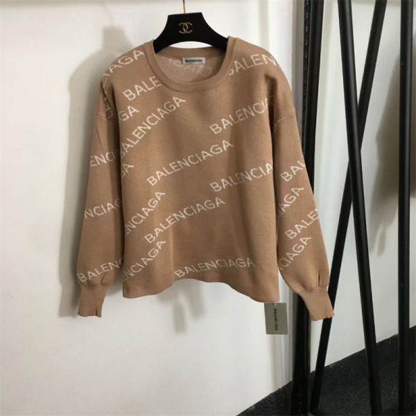 Balenciaga バレンシアガハイブランドレディース ニット 2点セット セットアップ 上下セット 二点セット ニットセーター ニットトップス ニットパンツ ワイドパンツ バイカラー パンツスーツ ファッション カジュアル 可愛い レトロ 通勤 通学 秋冬
